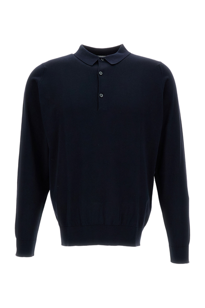 John Smedley Polo Manches Longues Bleu XLarge 2