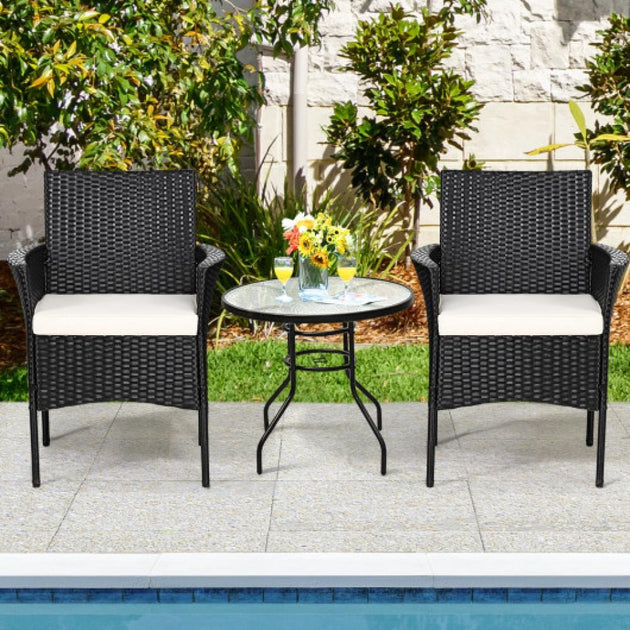 Hivvago 2 Pieces Patio Wicker Chairs with Cozy Seat Cushions | ShopSimon