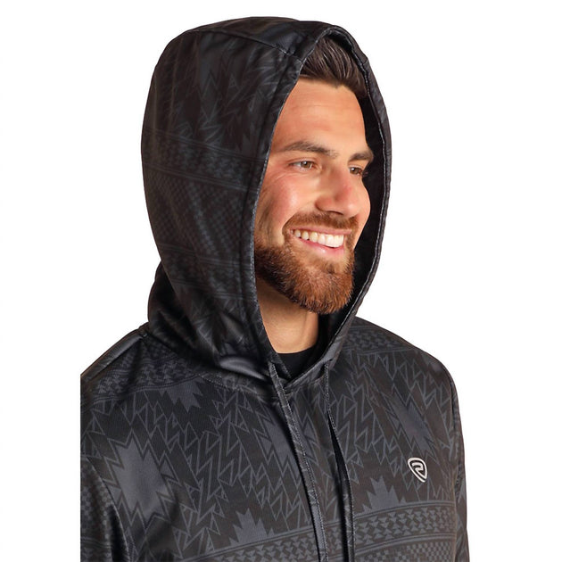 Rock & Roll Denim Performance Aztec Hoodie Grey Small 3