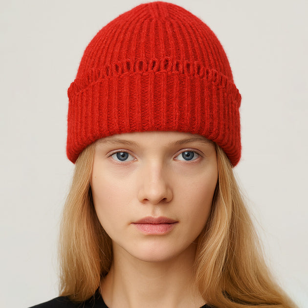 FASHNZFAB Chunky Ribbed Knit Winter Beanie Hat Black 4