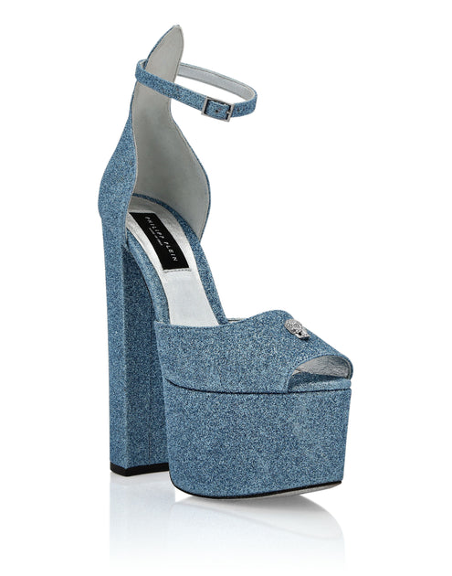 Philipp Plein Glitter Platform Sandals Blue EU 38 4