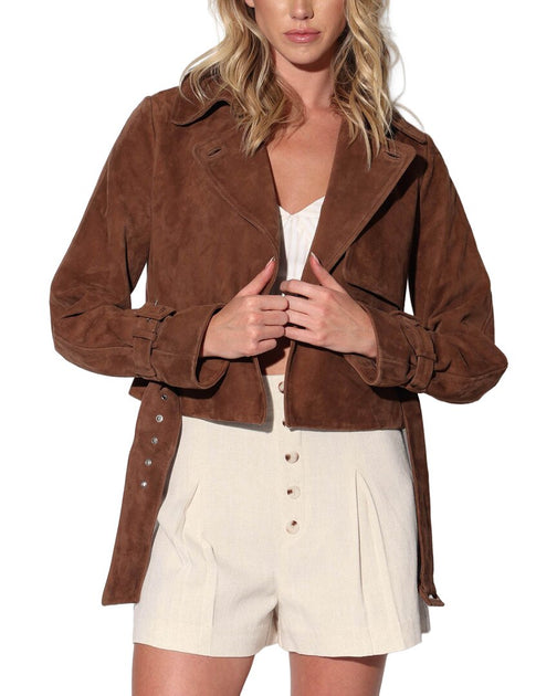 Walter Baker Rexa Kurz Trenchcoat aus Wildleder Braun Medium 2