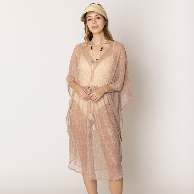 TRUEDAMES Lurex String Poncho Pink One Size 2