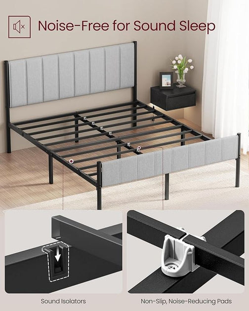 Hivvago Bed Frame Queen Dove Gray 4