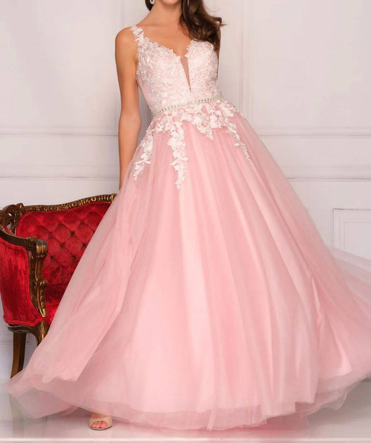 Robe de bal Dave & Johnny en tulle brodé Rose US 0 2