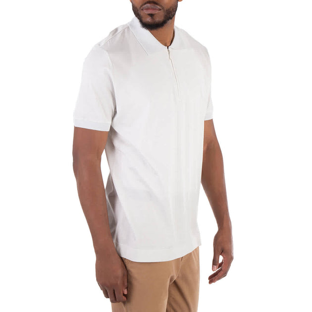 Hugo Boss Short-Sleeved Zip-Placket Polo Shirt White Medium 3