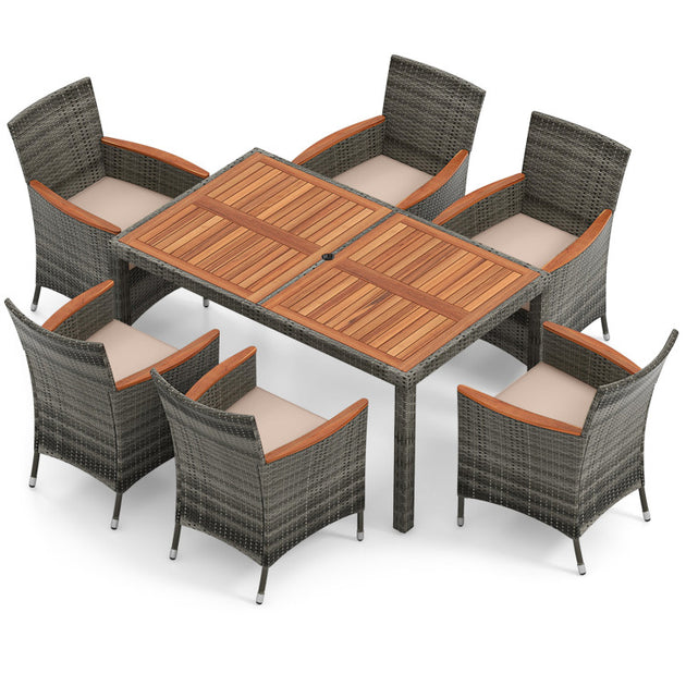 Hivvago 7 Piece Dining Set Gray 2