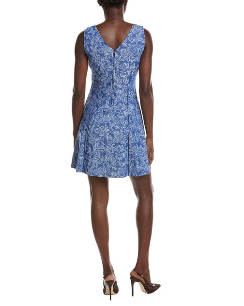 Derek Lam 10 Crosby Cayman Jacquard Kleid Blau US 6 3