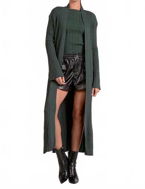 Cardigan Long Côtelé Vert Small Elan 3