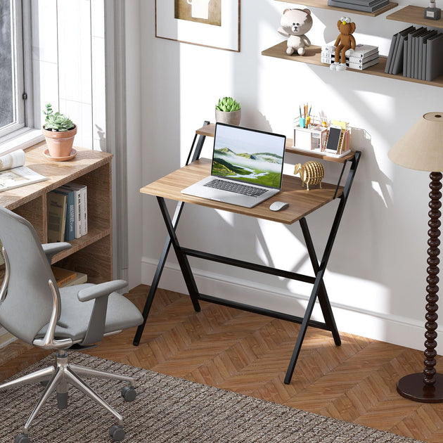 INOLEESK Folding Computer Desk Walnut 4