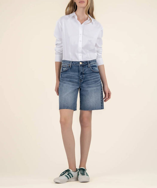 KUT FROM THE KLOTH Hailey High Rise Bermuda Shorts Blue US 4 2