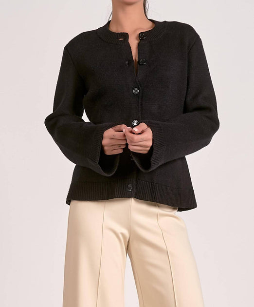 ELAN Rosie Cardigan In Black | ShopSimon