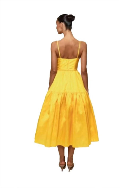 Hutch Bustier Tiered Midi Dress Yellow US 6 3
