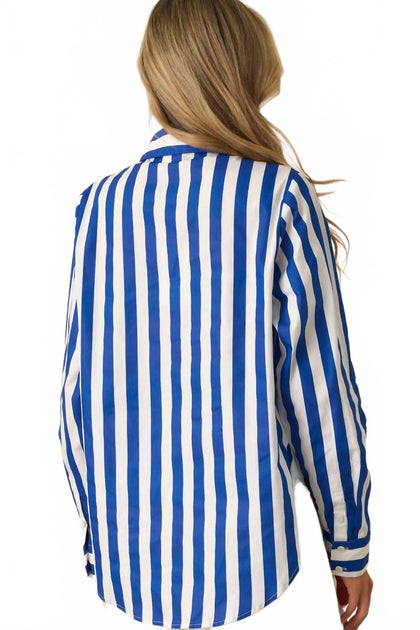 Prosperina Paula Button Front Top Blue Small 3