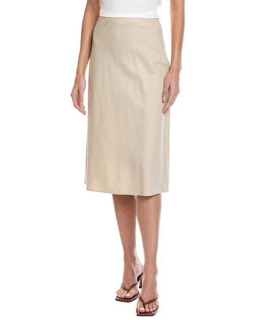 Vince Easy Linen-Blend Slip Skirt Beige US 0 2