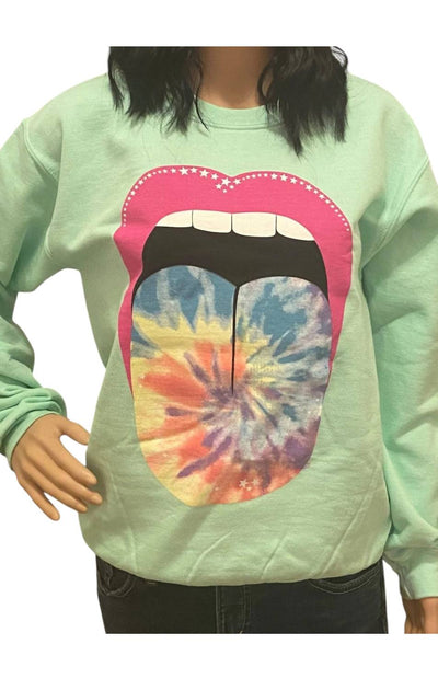 Gildan Tie Dye Tongue Sweatshirt Green Medium 2