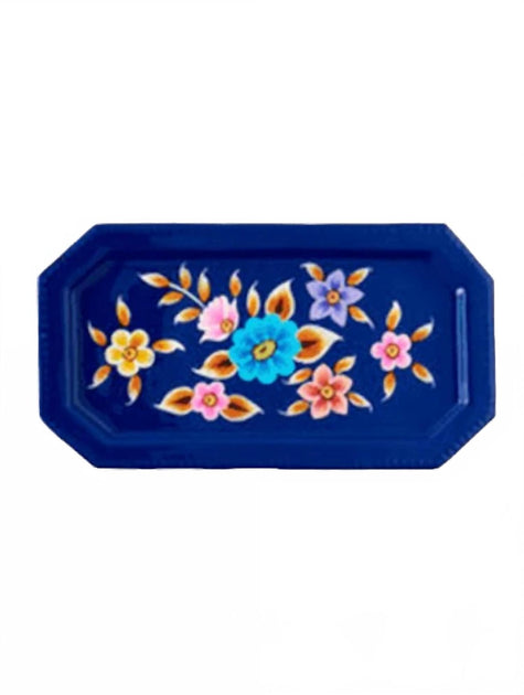 One Hundred 80 Degrees Floral Trinket Tray Royal Blue 7