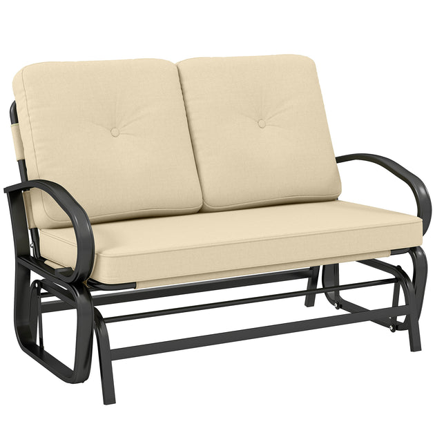 Hivvago 2-Person Outdoor Glider Bench Beige 2