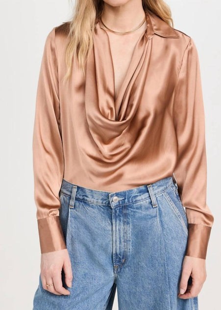 L'Agence Lotus Cowl Neck Top Pink Medium 2