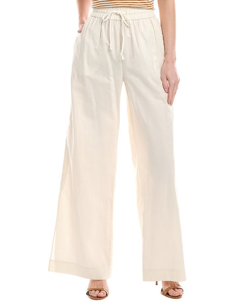 FRAME Denim Drawstring Linen-Blend Lounge Pant Beige XLarge 2