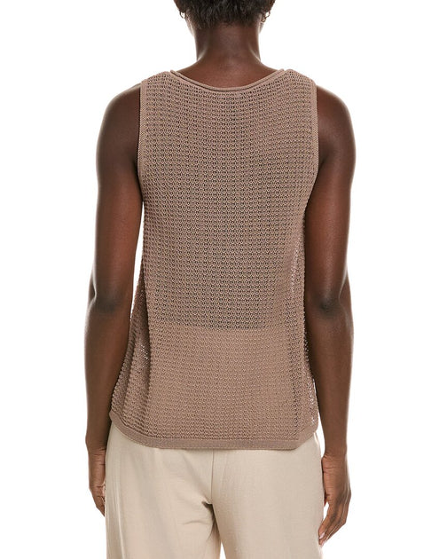 EILEEN FISHER Textured Sweater Tank Brown Large 3