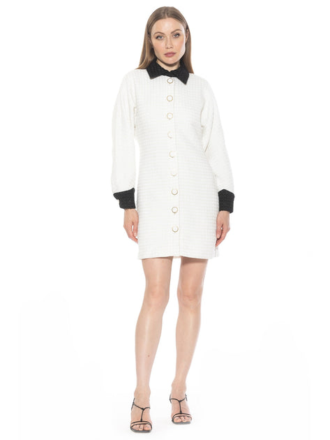 Alexia Admor Velvete Tweed Dress White US 8 2