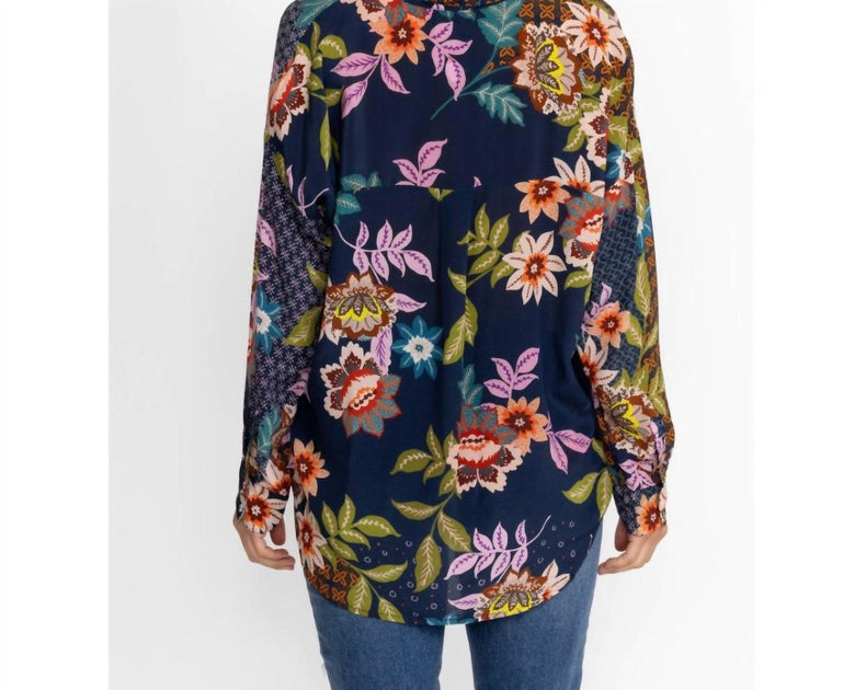Johnny Was Delfino Lotus Blouse Blue Small 3