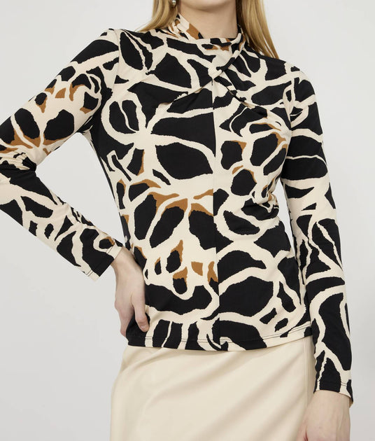 Blouse Enfiler à Imprimé Animal Frank Lyman Beige US 8 2