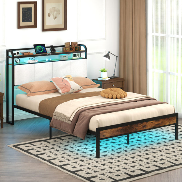 Hivvago Bed Frame Rustic Brown Queen 3