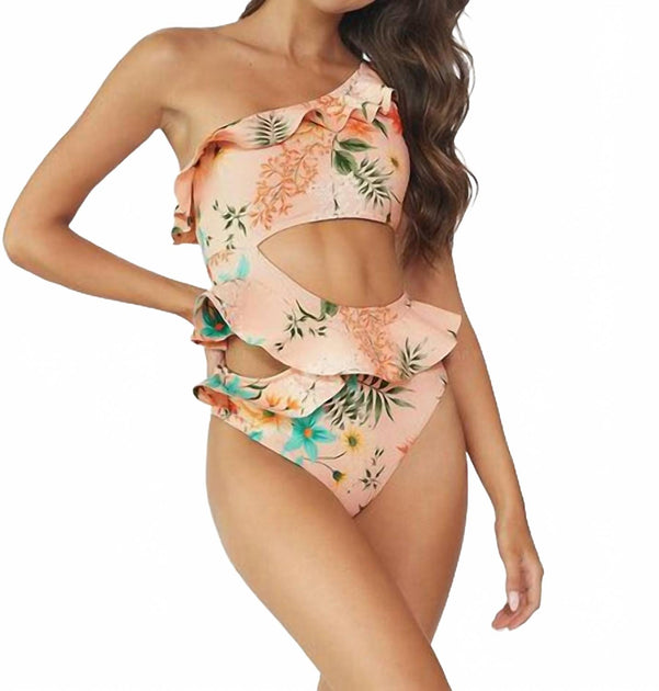PQ Swim Ruffle Cut Out One Piece Multi Large 2