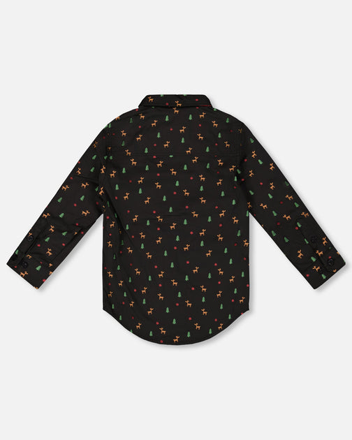 Deux par Deux Printed Poplin Shirt Black/Multicolor 2T 4