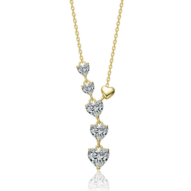 GigiGirl Six Hearts Drop Necklace Silver One Size 2