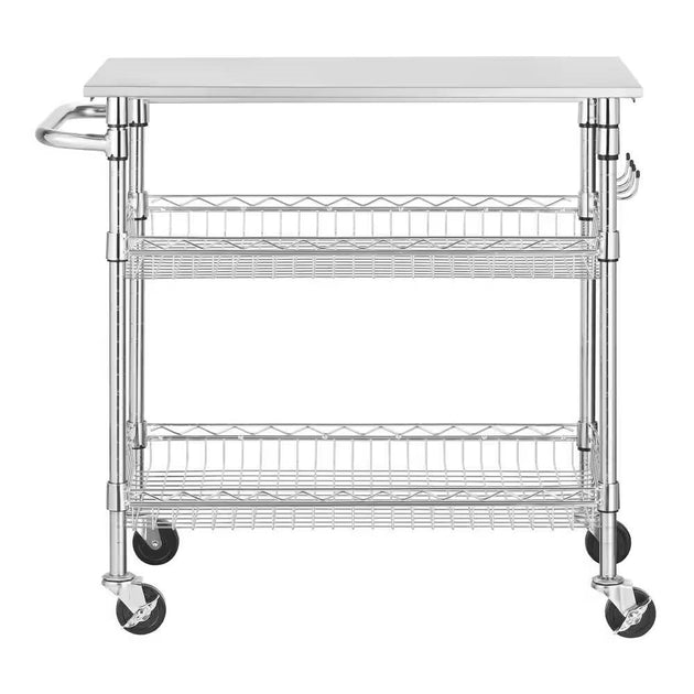 Hivvago Kitchen Island Cart Silver 3