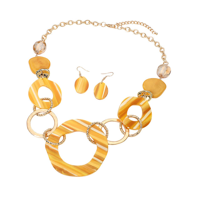 FASHNZFAB Geometric Resin Link Necklace Set Multi One Size 7