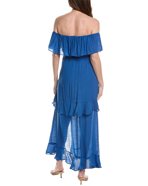 Maison Maar Schulterfreies Maxikleid Blau Small 3