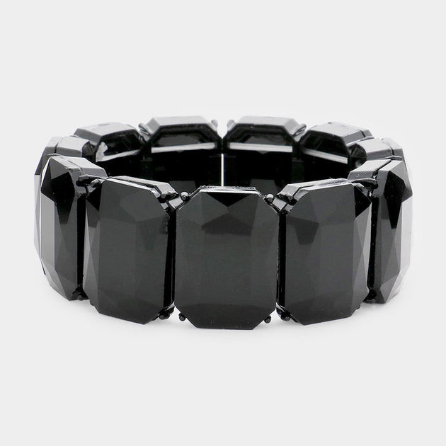 FASHNZFAB Emerald Cut Stone Stretch Bracelet Blue One Size 2
