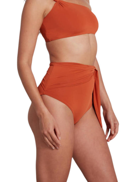 Sauipe Elle High Waist Bikini Bottom With Sash Orange Medium 3