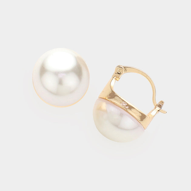 FASHNZFAB Pearl Pin Catch Earrings Silver 4