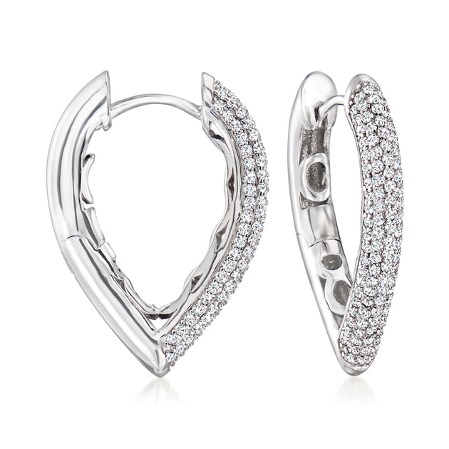 Ross-Simons CZ V-Shaped Hoop Earrings Silver 2