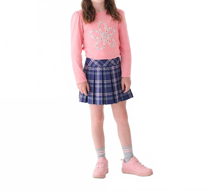 Hatley Preppy Plaid Pleated Skirt Blue US 4 2