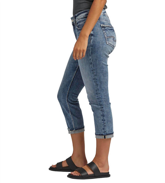 Silver Jeans Co. Elyse Mid Rise Capri Jean Blue 25 3