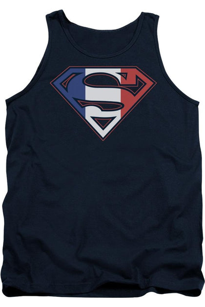 Gildan Superman French Shield Tank Top Blue XLarge 2