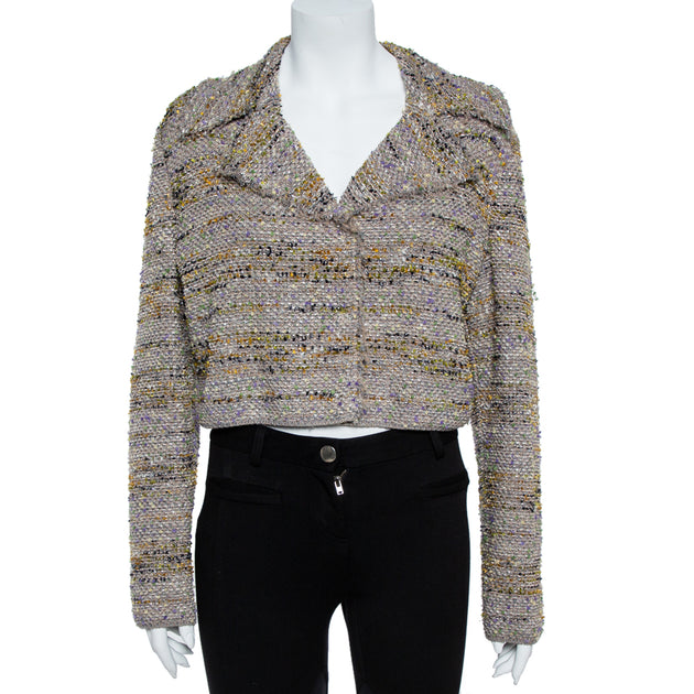M Missoni Cropped Tweed Blazer Multicolor Large 2