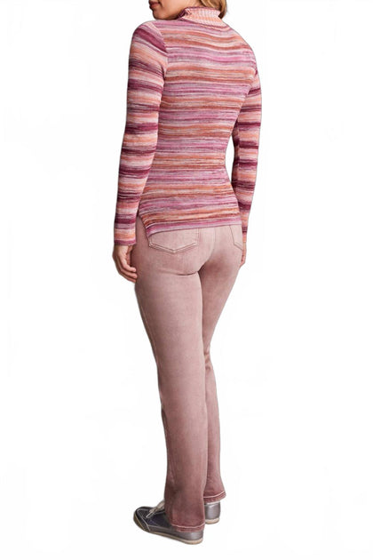 TRIBAL Space Dye Fine Knit Turtleneck Sweater Pink Small 4