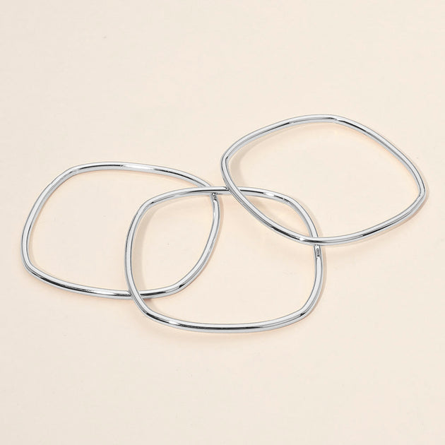 FASHNZFAB SECRET BOX 3PCS Square Stackable Bangle Silver 4