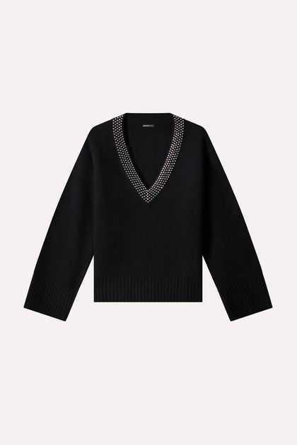 Minnie Rose V Neck Top Black Small 3