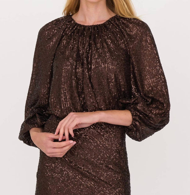 SECULAR Ava Sequin Top Brown Medium 2