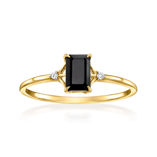 Ross-Simons RS Pure Onyx Diamond Ring Black US 7 2