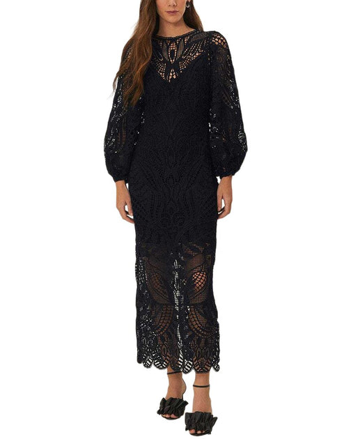FARM Rio Nature Guipure Midi Dress Black XXS 2