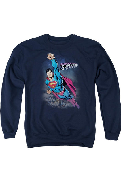 Gildan Superman Twilight Flight Crewneck Sweatshirt Blue XX-Large 2